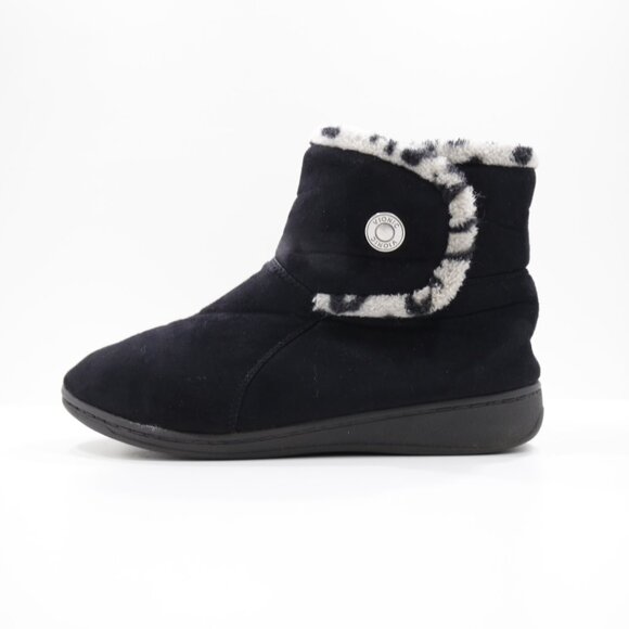 Vionic Shoes - Vionic Vanah Black Suede Faux-Fur Lined Flat Winter Boots - Women's 7
